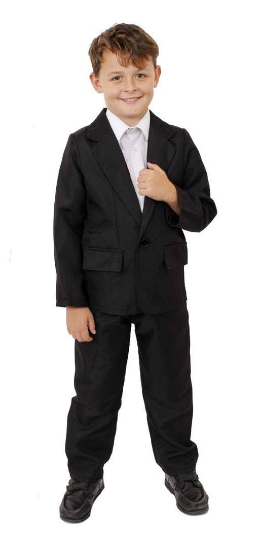 Child's Black Suit Costume - Black Jacket and Matching Trousers - Kids Fancy Dress Halloween
