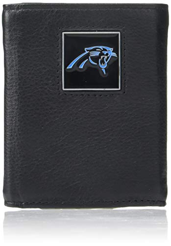 Carteira Siskiyou NFL Carolina Panthers de couro com dobra tripla, preta