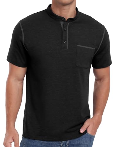 Image of Sailwind Mens Henley Shirts Short Sleeve Summer Casual Classic Cotton T Shirts Pocket Button Shirt