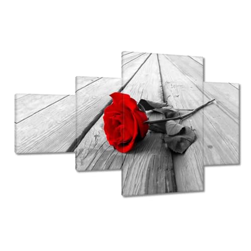 Peinture imprimee toile rose rouge decoration murale 130x80