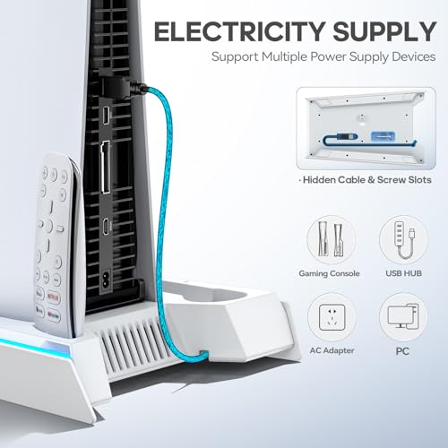 image for Rysker PS5/Slim/Pro Cooling Station with Quiet Cooling Fan and Fast Co