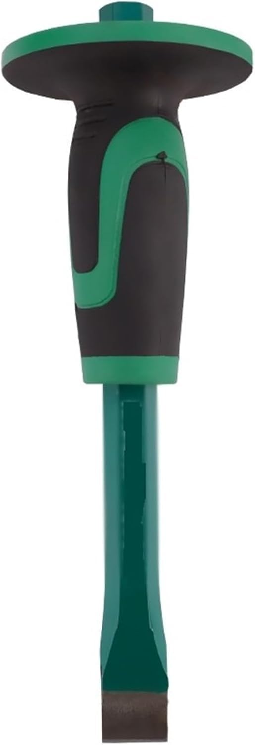 Mason Chisel With Hand Guard, 12 inches (30 cm) Heavy Duty Flat End Rock Concrete Mortar Stone Chisel for Demolishing Carving Scaling Breaking Hounding