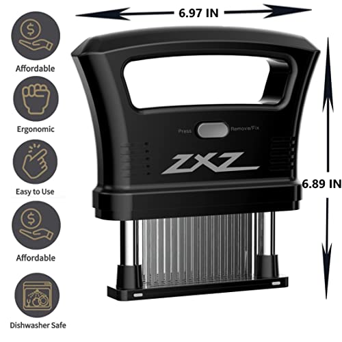 Image of ZXZ Meat Tenderizer Easy to hold large handle | Detachable 48 stainless steel blade | Easy To Use & Clean (Black)