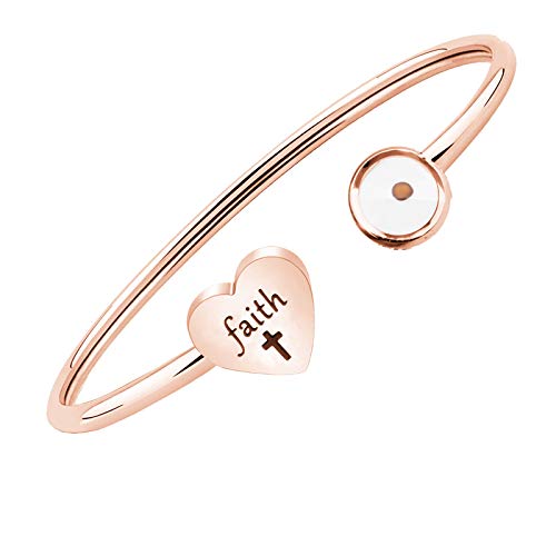 Image of Inspirational Mustard Seed Bangle Faith Cross Cuff Bracelet Jewelry Christian Gift