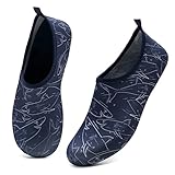 NING MENG Womens Mens Water Shoes Swimming Socks Barefoot Beach Pool Shoes Quick-Dry Aqua Yoga Socks Surf Beach Shoes(3004.Big Shark,11/12 Women,9.5/10 Men)