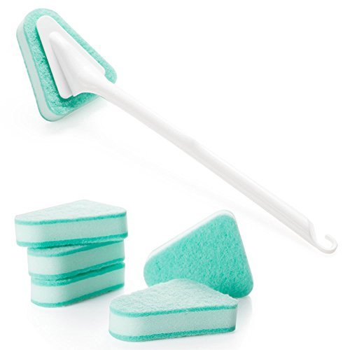GardenHelper Replaceable Brush Head Long-Handled Brush, Rotatable Long Handle Removable Tub/Bathroom/Tile/Scrub Brush Scrubber