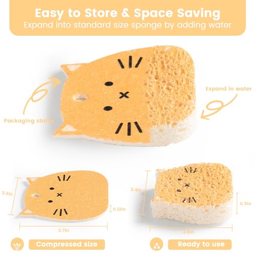 Image of Cellulose Compressed Eco-Sponge 10 Pack- Avocado Sandwich Set | Standard Size| Plastic-Free & Made of All-Natural Wood Pulp | Showering, Dishwashing & Cleaning for Household, Kitchen & Bathroom