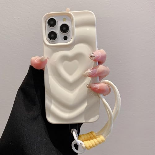 Coque antichoc iPhone 13 Pro avec cordon amovible et dos lisse blanc