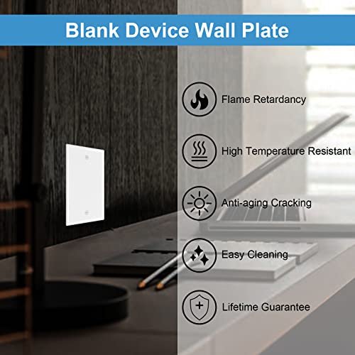 Image of iwillink Blank Device Wall Plate 25-Pack, Electrical Covers for Unused Outlets and Switches, Standard Size Single Gang, 4.50 inch x 2.76 inch, Glossy White