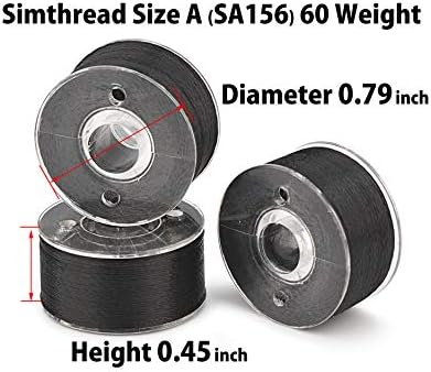 Simthread 25pcs Black Prewound Bobbin Thread Size A Class 15 (SA156) 60WT with Clear Storage Plastic Case Box 70D/2 for Brother Embroidery Thread Sewing Thread Machine DIY