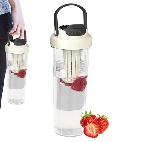 Vaso infusor de té, botella de agua para infusor de té - Infusor de té portátil de 700 ml con tapa a prueba de fugas - Taza de té con flores Taza de paja transparente con asa
