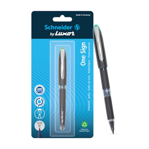 Image of Luxor Schneider, One Sign Roller Ball Pen - Green, 1.0 mm, 2000 mtrs writing length, Waterproof Ink, Consistent ink flow, Ideal for Professionals & Office essential