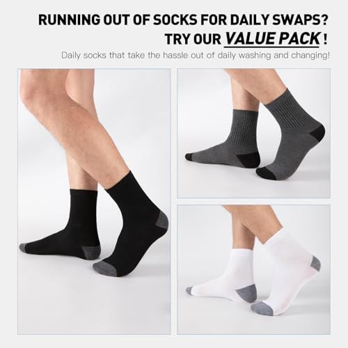 Image of 30 Pairs Men's Breathable Crew Socks - Soft Casual Comfort, Everyday Length Size 8-12 /12-16, Bulk Pack