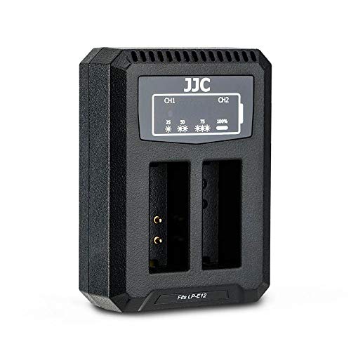 JJC Cargador Doble USB para cámaras Canon EOS M, M2, M10, M50, M100, M200, 100D para Canon LP-E12