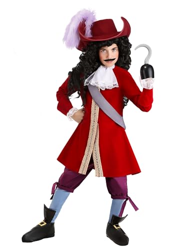 Disney Boys Deluxe Captain Hook Costume | Kids Swashbuckler Pirate Outfit | Ideal for Halloween and Dress-Up Medium