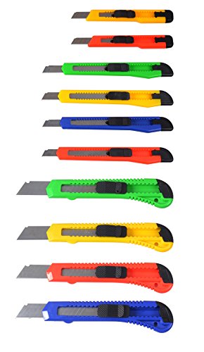 Ezthings® 10 Heavy Duty Box Cutters Openers Utility Knives With Snap Off Blades (Variety Knife Set) #TOP3