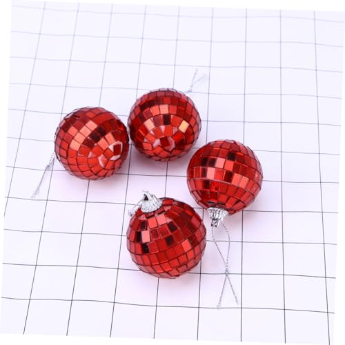 Bola espejada reflectante SOLUSTRE de 10 cm, color rojo, para fiestas, bodas, clubes y festivales musicales miniatura 6