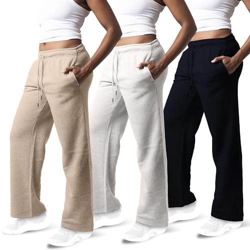 Common Stitch 3 Pack Sweatpants Women, Wide Leg Womens Sweatpants, Workout - Yoga Pants (Available in Plus)