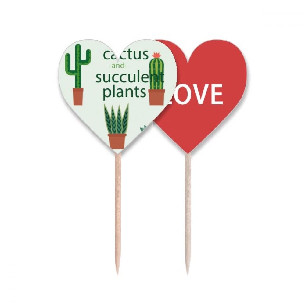 Cure-dents en pot plantes succulentes avec pique drapeau amour cœur romantique