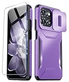 GOVTAN Compatible with Motorola Moto G 5G 2025 Case with Slide Camera Cover+Screen Protector,Military Grade Drop Protection,Heavy Duty Rugged Shockproof Phone Cover,Purple