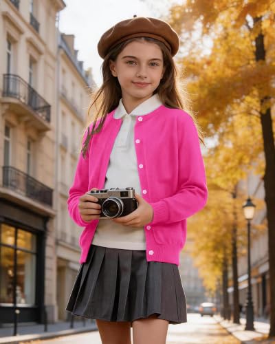 Image of Girls Cardigan Sweater School Uniforms Toddler Long Sleeve Button Knit Solid Sweaters Tops