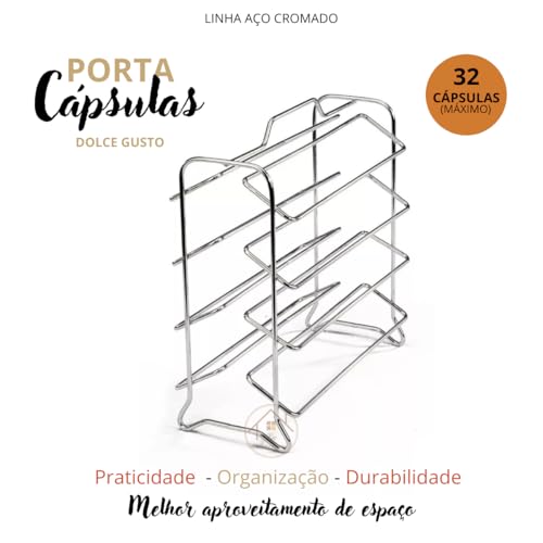 Suporte Porta Cápsulas Cromado Organizador 32 Capsulas Compativel com Dolce G Café Chá Achocolatados
