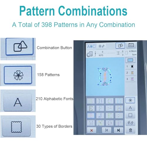 Máquina de coser automática de bordado con 158 diseños integrados, pantalla táctil de 7 pulgadas, capaz de bordar en gorras, camisetas y más para proyectos de costura creativos