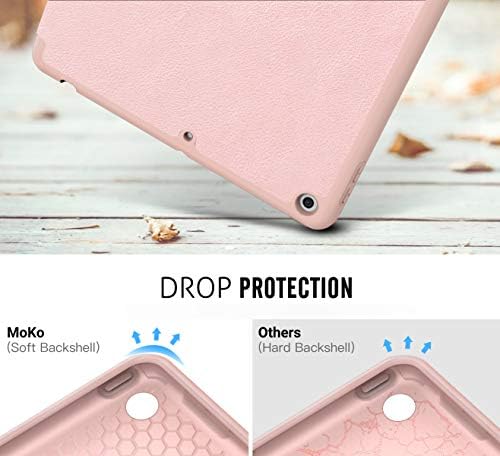 MoKo Case Fit New iPad 9th Generation 2021 / 8th Gen 2020 / 7th Gen 2019 with Apple Pencil Holder, iPad 10.2 Case, Slim Lightweight Smart Shell Stand Cover Case, Auto Wake/Sleep,Rose Gold