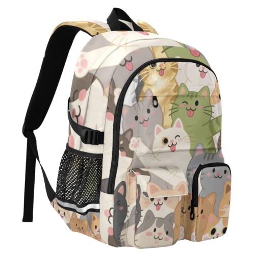 Mochila para portátil de 17.5 pulgadas negra con diseño de gato de dibujos animados 2