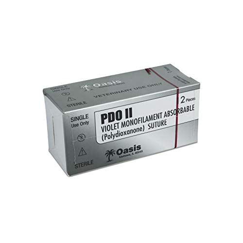 Oasis Vet PDO (Polydioxanone) Surgical Suture, 3-0, (FS-2) 3/8 19mm Reverse Cutting Needle, 75cm, 12/Box, Veterinary Use