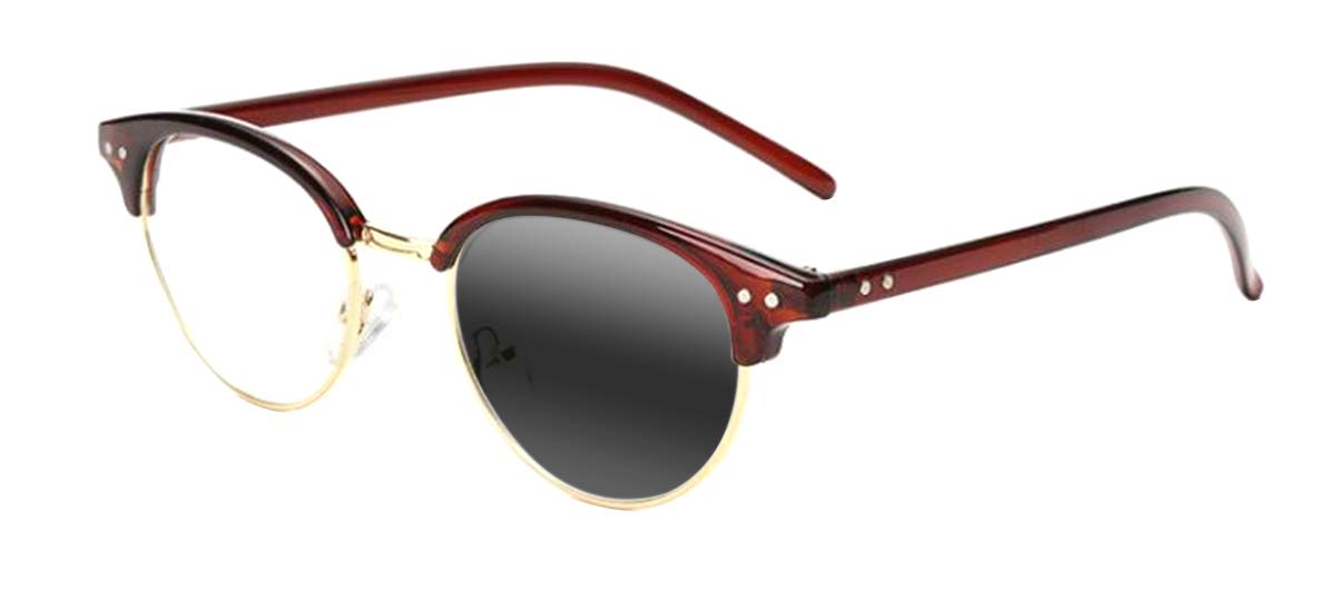 Bifocal Fashion Vintage Reading Glasses Photochromic UV400 Anti-UV Reader (Brown, 1.5)