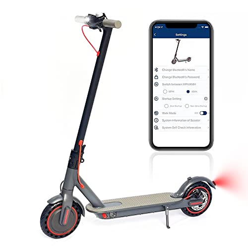 Patinete eléctrico,Velocidad de 25KM/H, autonomía de 20-35KM, Patinete Plegable portátil para Adultos, con Doble Sistema de frenado y aplicación, Carga 120 kg con neumáticos (X8-Red)