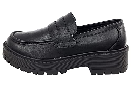 Image of Forever Link Womens Slip On Loafer Chunky Chain Platform Heel