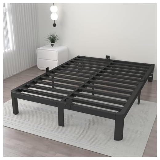 ITIMIDI 10 Inch Full Bed Frames, Platform Bed with Metal Gaskets, No Box Spring Needed, Heavy Duty Steel Slat Support, Anti-Slip Mattress Stopper, Round Corner Leg, Easy Assembly, Black