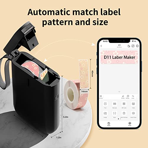 Ptjoo Smart Label Maker With Tape, D11 Thermal Label Printer Wireless Bluetooth Sticker Printer Inkless Label Makers Machine With Rich Templates Symbols Fonts For Home Office Organization (Black) #TOP4