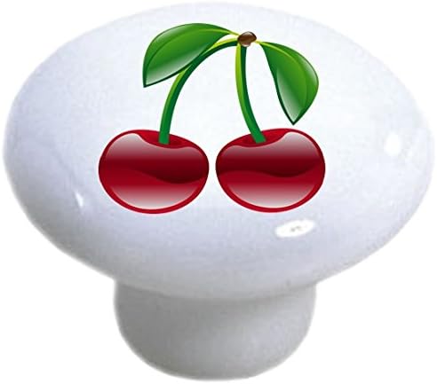 Shiny Cherries Fruit Ceramic Cabinet Drawer Pulls Knobs (Set of 10 Knobs)