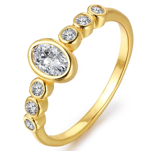 LOMISS ANEL FOLHEADO A OURO 18K ZIRCÔNIA OVAL (Ouro, 19)