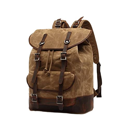 Fashion Canvas Backpack For Men Rucksack Women Bagpack Large Travel Backpack For Men(Khaki)