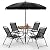 TAVATA 6 Piece Patio Dining Set with Umbrella, Outdoor Furniture Set with 4 Folding Chairs & Portable Metal Garden Table for Lawn, Backyard, Deck, Camping?Black?