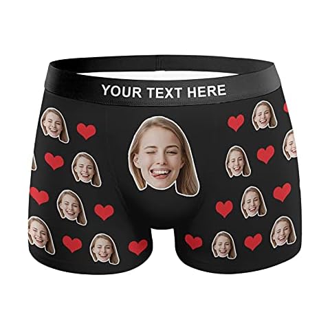 Personalized Boxers Briefs with Picture, Custom Face Underwear with Your Name, Cotton Briefs with Photo Funny Boxer Shorts Underpants Briefs Custom Gifts for Men Husband Father Boyfriend Him - S Cover