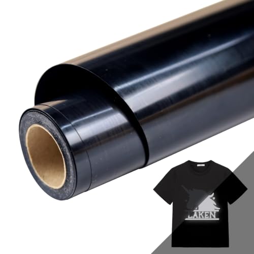 TUMIYA Heat Transfer Vinyl Reflective Black HTV Roll, 12" x 8ft Reflective Iron on Vinyl for All Cutter Machine, Reflective HTV Vinyl for T-Shirts Easy to Cut & Weed for Heat Vinyl DIY Design