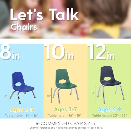 Image of Factory Direct Partners 10 inch School Chairs, Stackable Kids Classroom Chair, Set of 6 Stacking Preschool Chair with Swivel Glides For Daycare and Early Childhood Learning Centers, Assorted Colors