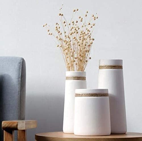 Vase en céramique blanche S fait main pour décoration de table