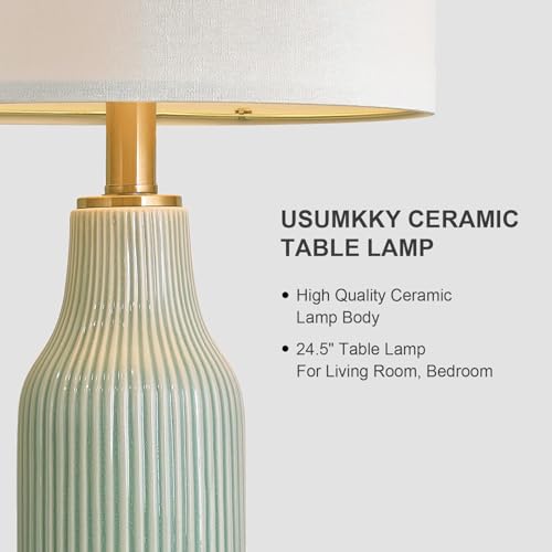 Lampara de mesa tactil ceramica 24.5 pulgadas verde set x2 miniatura 6