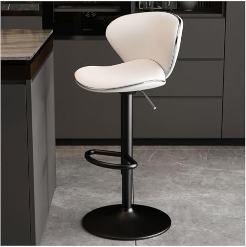 Tabourets de bar réglables et pivotants blancs avec dossier rembourré confortable