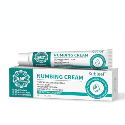 Subleef Deep Numbing Long Lasting Topical Anaesthetic 4% Lidocaine Cream for Relief Pain Itching Burning