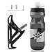 Porte Bidon de Vélo avec Gourde Vélo 650ML/22.8Oz,Ensemble de Porte-Bouteille de Vélo avec 2 Vis et 1,Clé Bidon de Sport de Haute Qualité sans BPA Convient Aux Vélo de Route/Montagne/Enfant Black