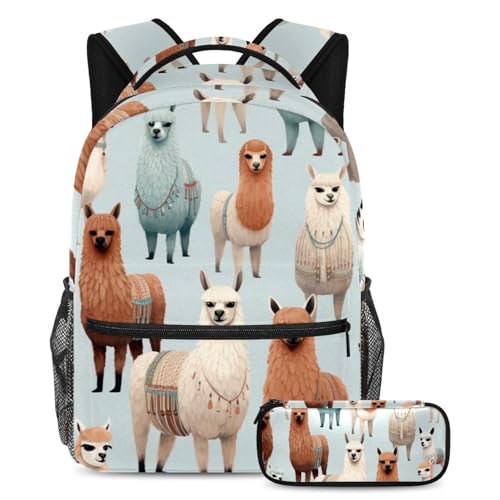 Sac à dos 2 pièces alpaga mignon pour la rentrée scolaire en grand format