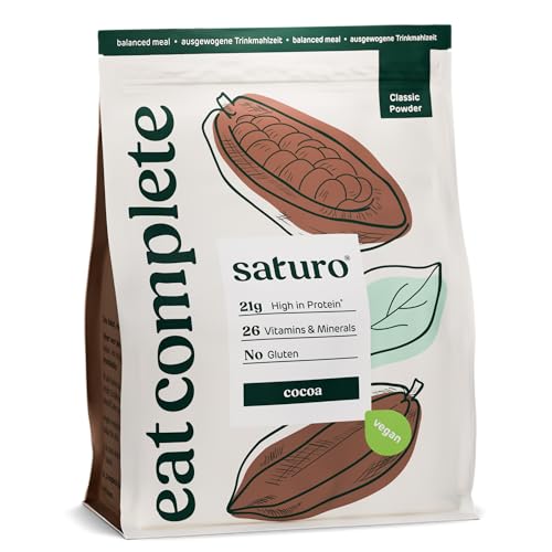 Saturo Mahlzeitersatz Shake Schokolade | Proteinpulver Mit 25g Vegan Protein & 26 Wertvollen Nährstoffen | 1,43kg