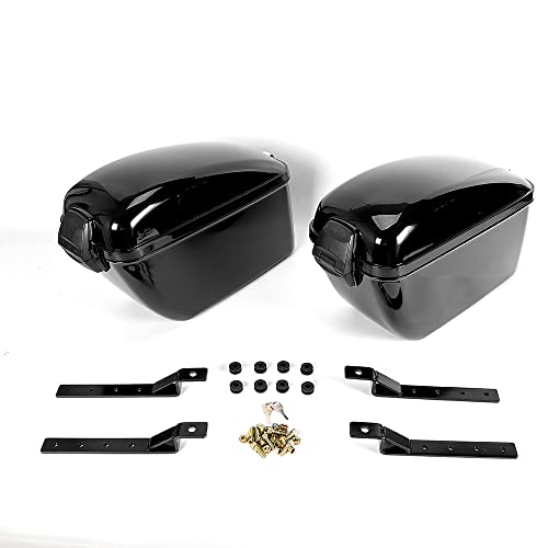 2 piezas de alforjas rígidas para motocicleta, universales para Harley, Honda, Suzuki y Yamaha, equipaje para motocicleta con soportes de montaje, color negro miniatura 2
